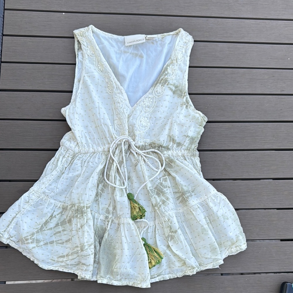 Cynthia Rowley  Sleeveless Top with Tassels on drawstring